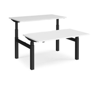 Elev8 Touch sit-stand back-to-back desks 1400mm x 1650mm - black frame and white top
