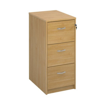 3 Drawer Wooden Filing Cabinet With Chrome Handles Oak