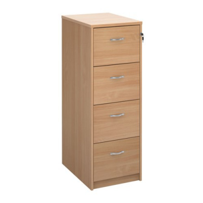4 Drawer Wooden Filing Cabinet With Chrome Handles Beech