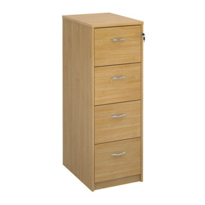 4 Drawer Wooden Filing Cabinet With Chrome Handles Oak
