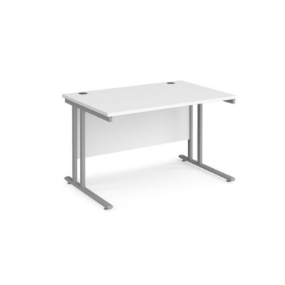 Maestro 25 Sl Silver Double Upright Cantilever Desk 1200W X 800D White 25Mm Top 18Mm Back Panel