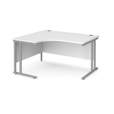 Maestro 25 SL Silver Left Hand Ergo Desk 1400mm x 1200/800/600 White