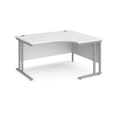Maestro 25 SL Silver Right Hand Ergo Desk 1400mm x 1200/800/600 White