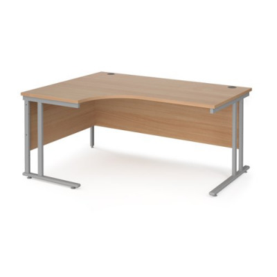 Maestro 25 Sl Sil Dble Uprgt Cant LH Ergo Desk 1600mm X 1200/800/600 Beech 25mm Top 18mm Back Panel