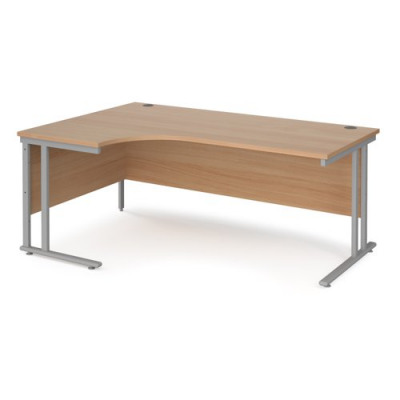 Maestro 25 Sl Sil Dble Uprgt Cant LH Ergo Desk 1800mm X 1200/800/600 Beech 25mm Top 18mm Back Panel