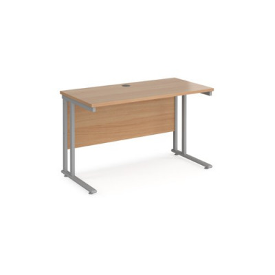 Maestro 25 Sl Silver Double Upright Cantilever Desk 1200W X 600D Beech 25Mm Top 18Mm Back Panel