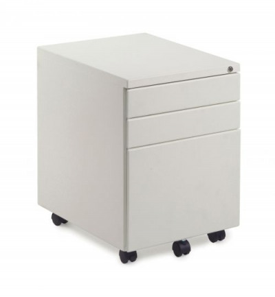 Steel 3 drawer wide mobile pedestal - white