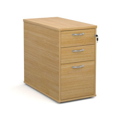 800 Deep 3 Drawer Desk Hign Pedestal With Handles Oak