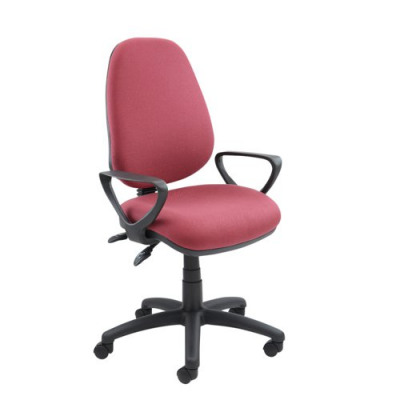 Vantage Fabric 2 Lever Operator Chair Gas Height Adjustment Fixed Arms Burgundy