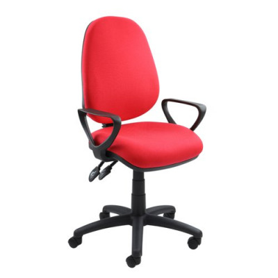 Vantage Fabric 2 Lever Operator Chair Gas Height Adjustment Fixed Arms Red