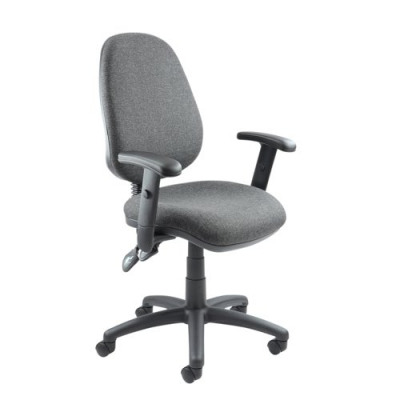 Vantage Fabric 2 Lever Operator Chair Gas Height Adjustment Adjustable Arms Charcoal