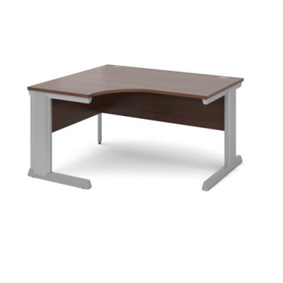 Vivo left hand ergonomic desk 1400mm - silver frame and walnut top