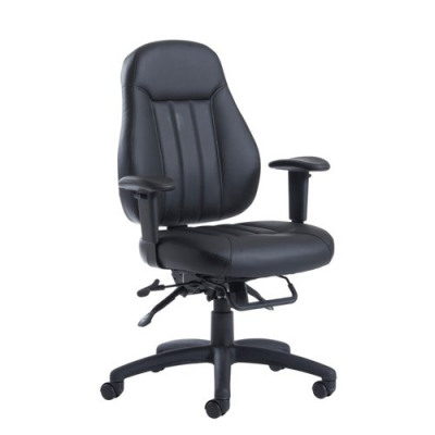 Zeus Medium Back 24 Hour Task Chair Black Faux Leather
