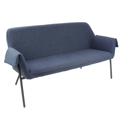 Liana two seater sofa with black metal frame - mid-blue
