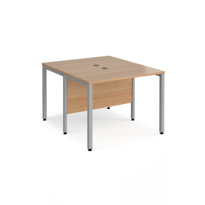 Maestro 25 back to back straight desks 1000mm x 1200mm - silver bench leg frame and beech top