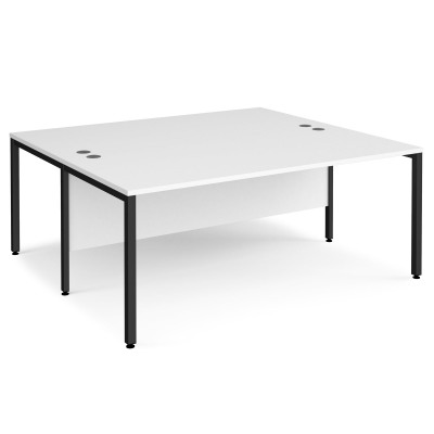 Maestro 25 back to back straight desks 1800mm x 1600mm - black bench leg frame and white top