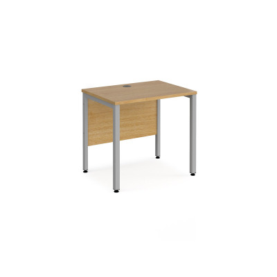 Maestro 25 straight desk 800mm x 600mm - silver bench leg frame and oak top