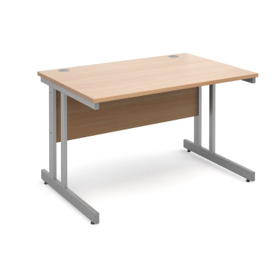Momento straight desk 1200mm x 800mm - silver cantilever frame and beech top