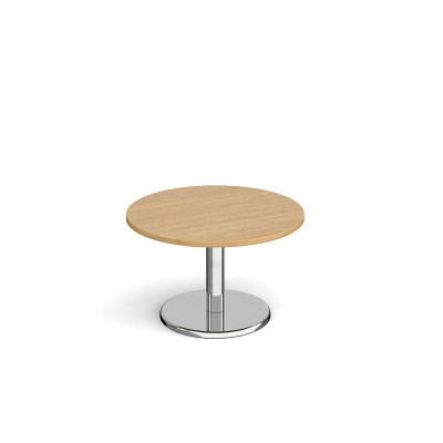 Pisa circular coffee table with round chrome base 800mm - oak