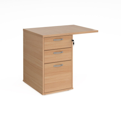Desk high 3 drawer pedestal 800mm deep with 800mm flyover top - beech