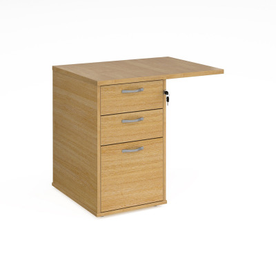 Desk high 3 drawer pedestal 800mm deep with 800mm flyover top - oak
