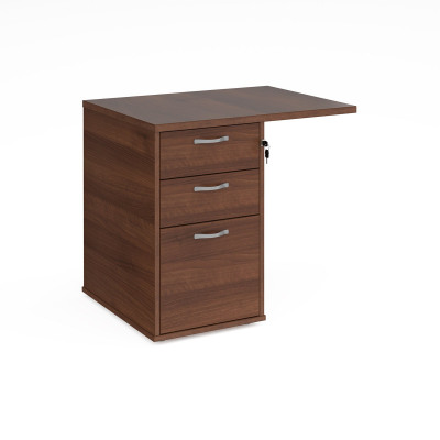 Desk high 3 drawer pedestal 800mm deep with 800mm flyover top - walnut