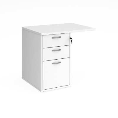 Desk high 3 drawer pedestal 800mm deep with 800mm flyover top - white