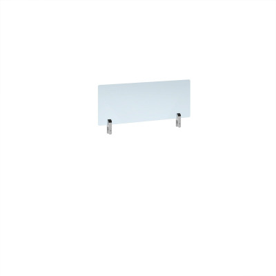 Desktop clear acrylic screen topper with white brackets 800mm wide