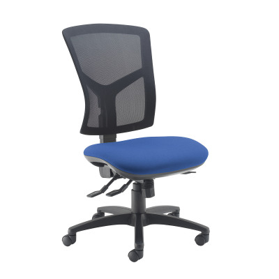 Senza high mesh back operator chair with no arms - blue