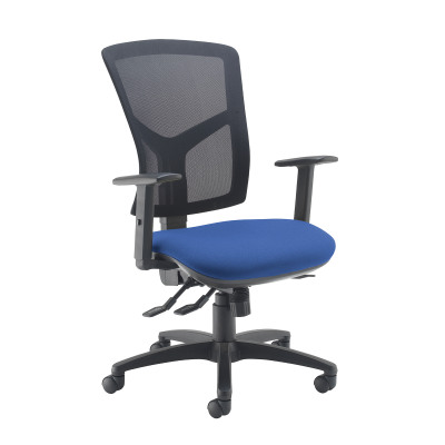 Senza high mesh back operator chair with adjustable arms - blue