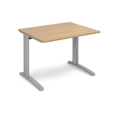 TR10 straight desk 1000mm x 800mm - silver frame and oak top