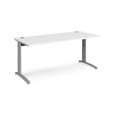 TR10 height settable straight desk 1800mm x 800mm - silver frame and white top