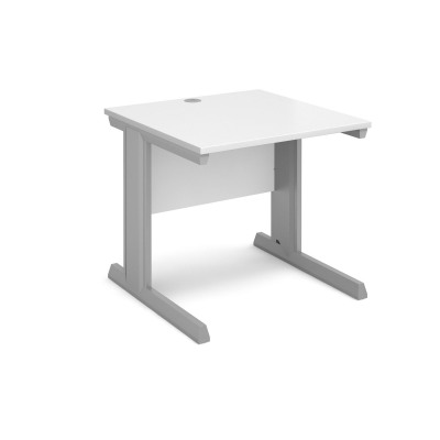 Vivo straight desk 800mm x 800mm - silver frame and white top