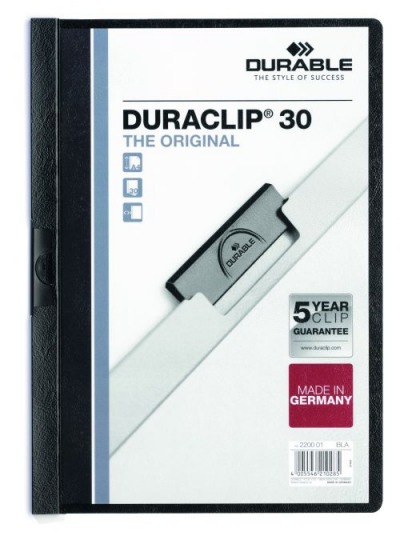 Durable Duraclip A4 Folder 3mm Black Pack 25