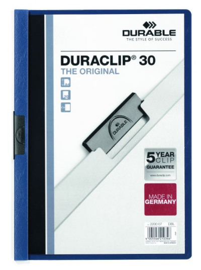 Durable Duraclip A4 Folder 3mm Dark Blue Pack 25