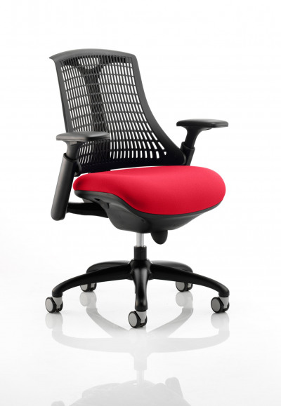 Flex Task Operator Chair Black Frame Black Back Bespoke Colour Seat Post Box Red