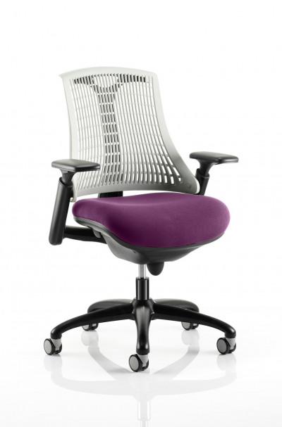 Flex Task Operator Chair Black Frame White Back Bespoke Colour Seat Purple