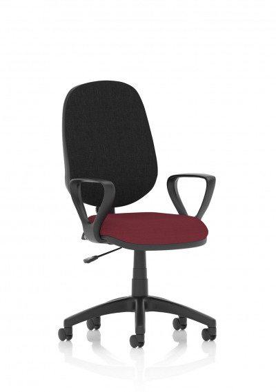 Eclipse I Lever Task Operator Chair Black Back Bespoke Seat With Loop Arms In Maroon