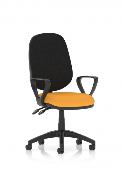 Eclipse II Lever Task Operator Chair Black Back Bespoke Seat With Loop Arms In Yellow