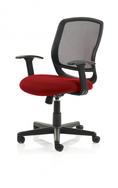 Mave Task Operator Chair Black Mesh With Arms Bespoke Colour Seat Post Box Red