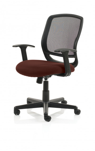 Mave Task Operator Chair Black Mesh With Arms Bespoke Colour Seat Maroon