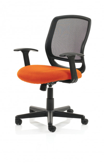 Mave Task Operator Chair Black Mesh With Arms Bespoke Colour Seat Orange