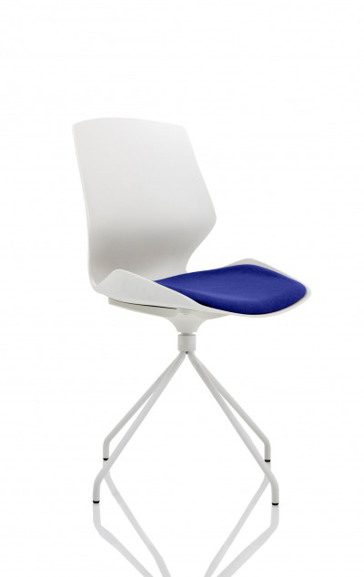 Florence Spindle White Frame Visitor Chair in Stevia Blue