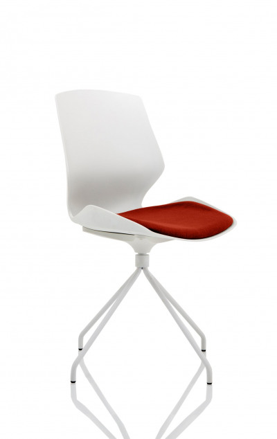 Florence Spindle White Frame Visitor Chair in Ginseng Chilli
