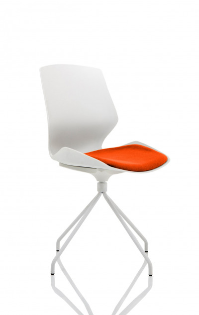Florence Spindle White Frame Visitor Chair in Tabasco Red
