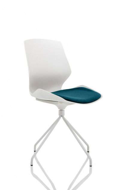 Florence Spindle White Frame Visitor Chair in Maringa Teal