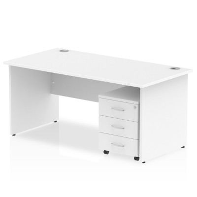 Impulse 1200 Straight Panel End Workstation 500 Three drawer mobile Pedestal Bundle White