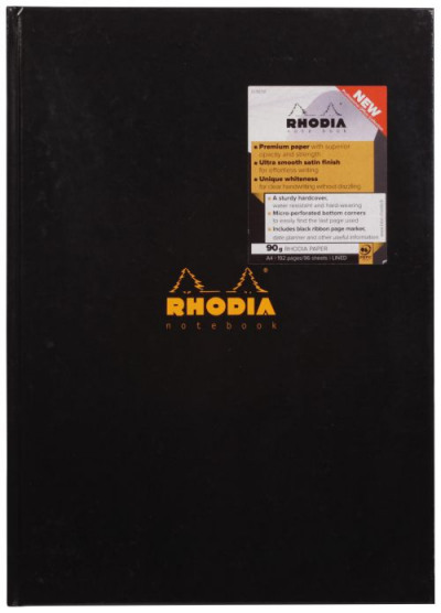 Rhodia Casebound A4 Hard Bound Book Feint Ruled 90gsm 192 Pages