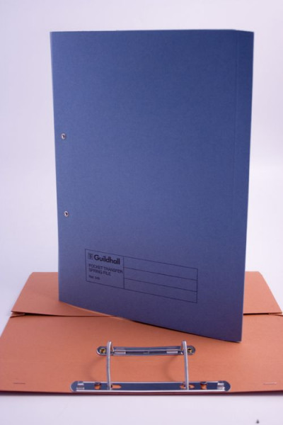 Guildhall Heavyweight Foolscap Transfer Pocket Spiral File Blue