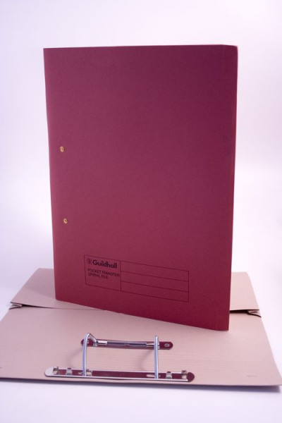 Guildhall Heavyweight Foolscap Transfer Pocket Spiral File Red